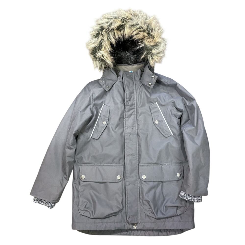 Boden kids winter coat with hood and removable fur fits size 8/10
